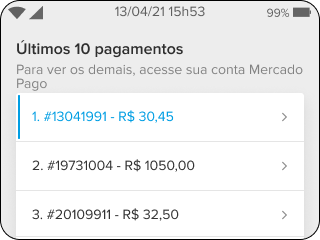 Imagem da Point Pro 2 com foco no último pagamento selecionado.